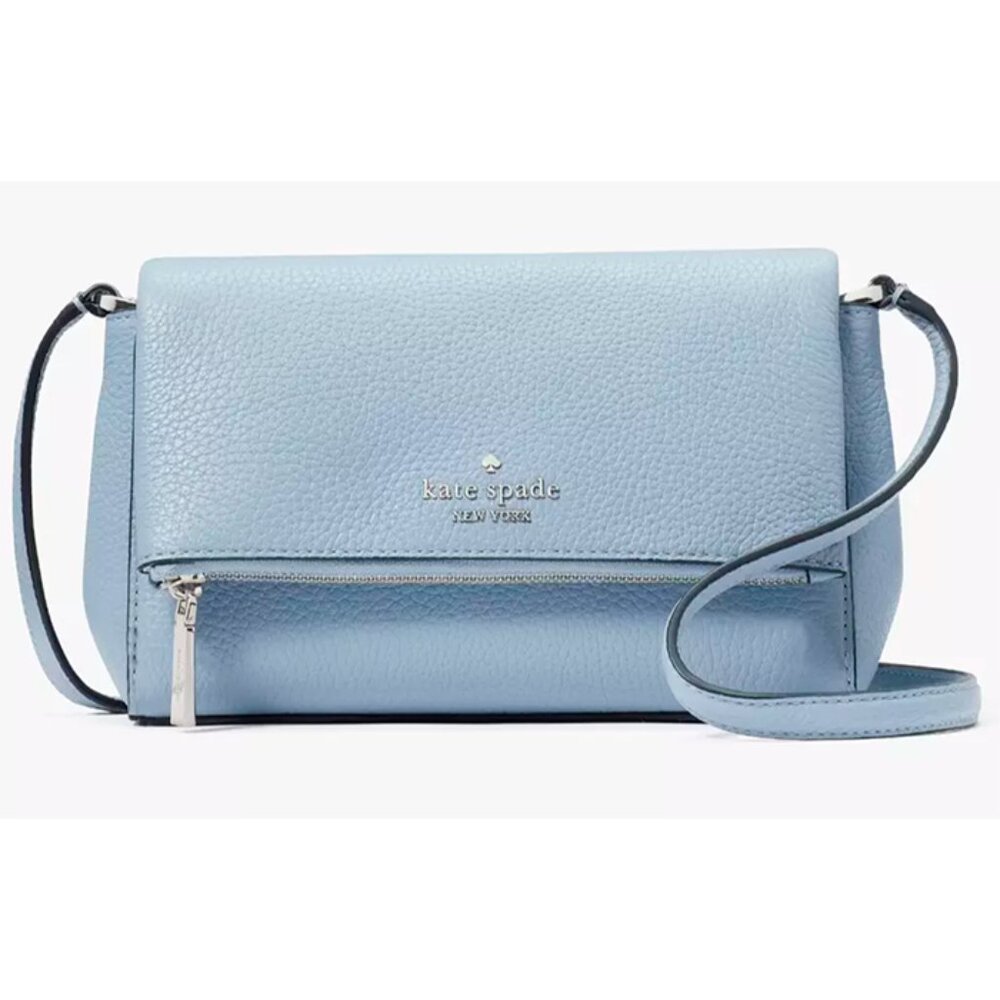 S Kate Spade Leila Mini Zip Crossbody Bag Blue Leather Purse KE487 NWT $329 - Picture 2 of 9